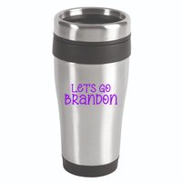 Let's Go Brandon Simple Purple Text 16oz Travel Tumbler