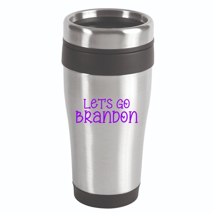 Let's Go Brandon Simple Purple Text 16oz Travel Tumbler