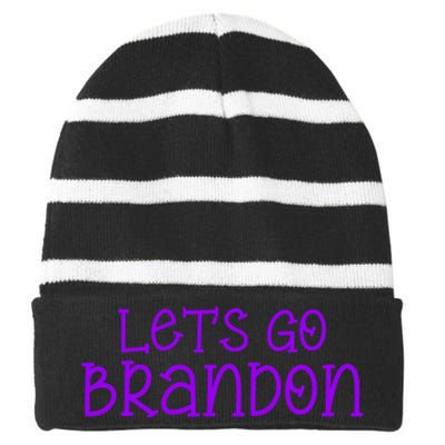 Let's Go Brandon Simple Purple Text Striped Beanie with Solid Band