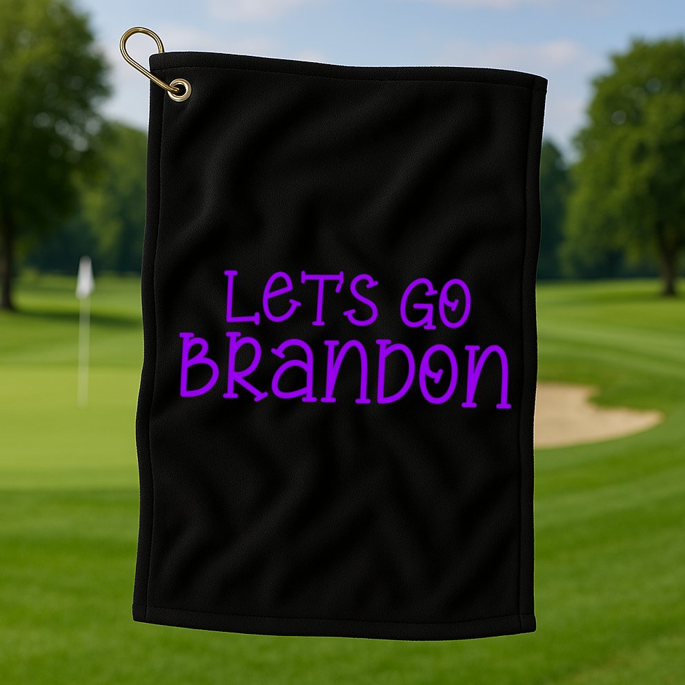 Let's Go Brandon Simple Purple Text Golf Towel