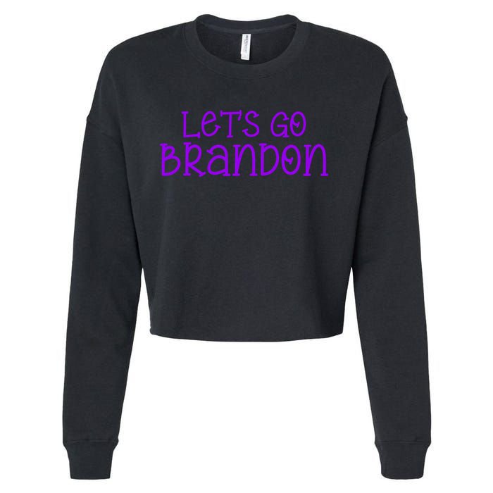 Let's Go Brandon Simple Purple Text Cropped Pullover Crew