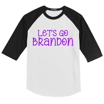 Let's Go Brandon Simple Purple Text Kids Colorblock Raglan Jersey