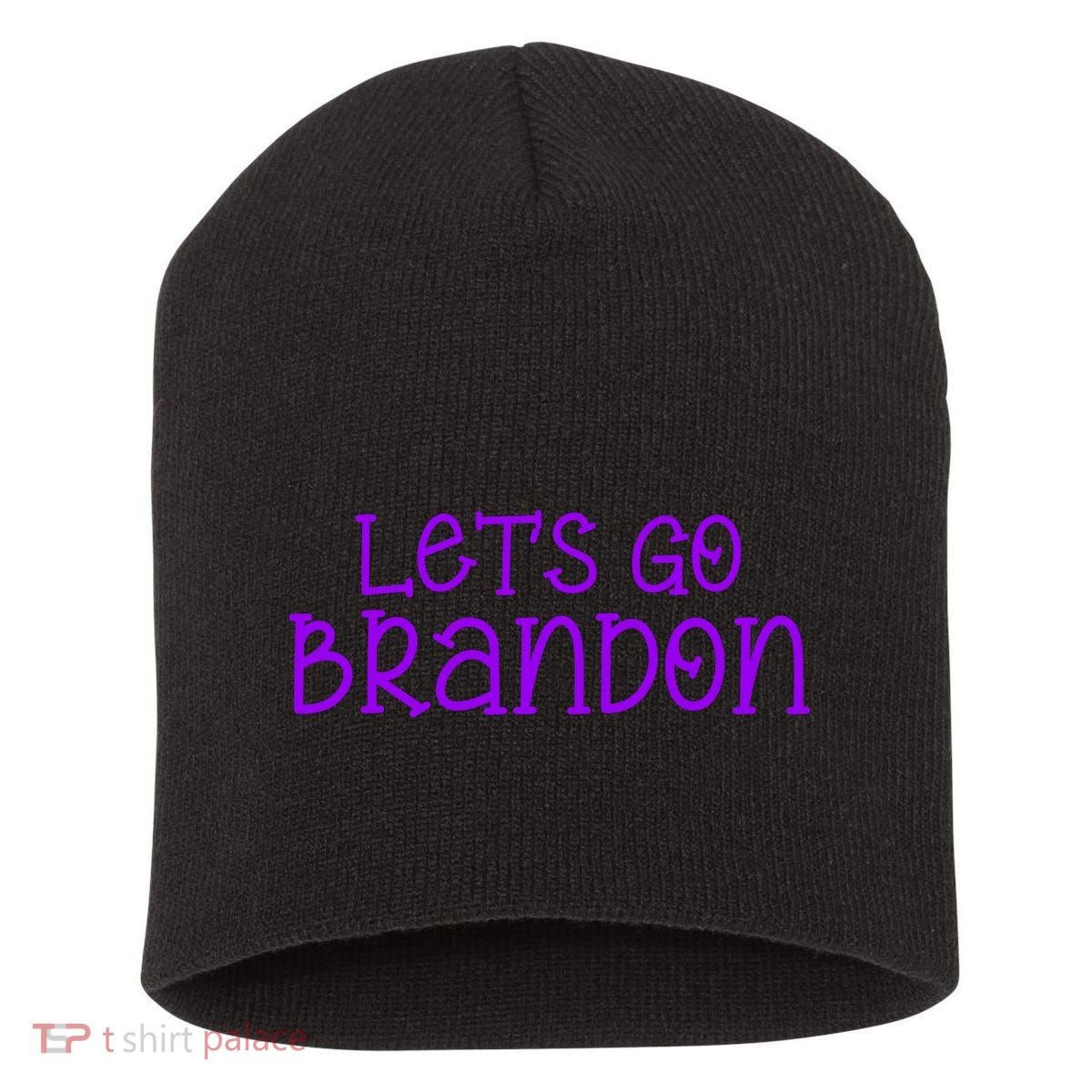 Let's Go Brandon Simple Purple Text Short Acrylic Beanie