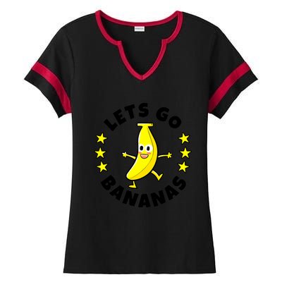 Let's Go Banana Funny Banana Squad Dancing Cute Ladies Halftime Notch Neck Tee