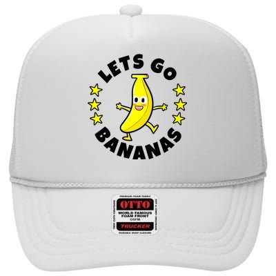 Let's Go Banana Funny Banana Squad Dancing Cute High Crown Mesh Back Trucker Hat