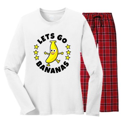 Let's Go Banana Funny Banana Squad Dancing Cute Women's Long Sleeve Flannel Pajama Set 