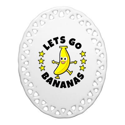 Let's Go Banana Funny Banana Squad Dancing Cute Ceramic Oval Ornament