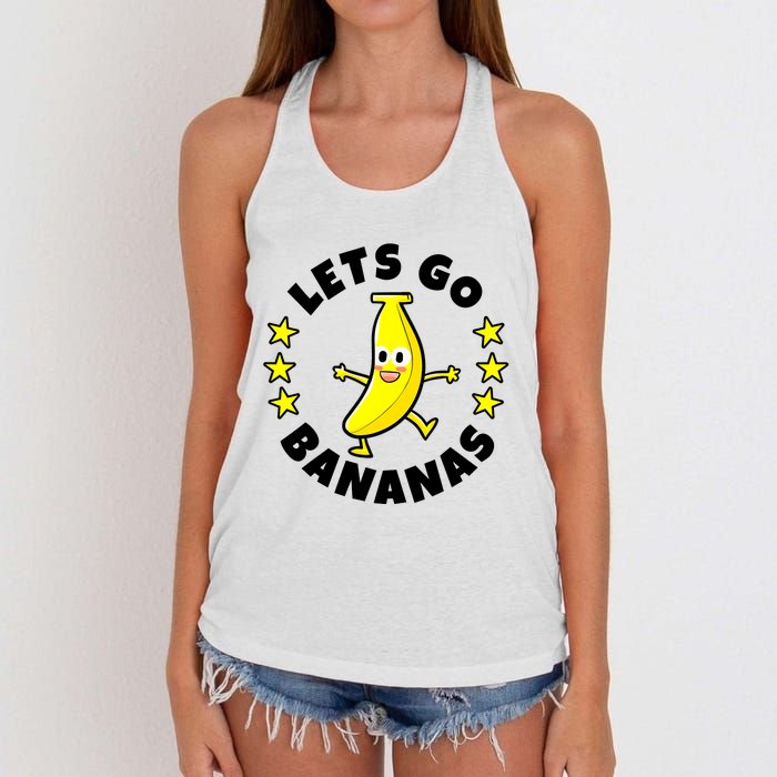 Let's Go Banana Funny Banana Squad Dancing Cute Women's Knotted Racerback Tank