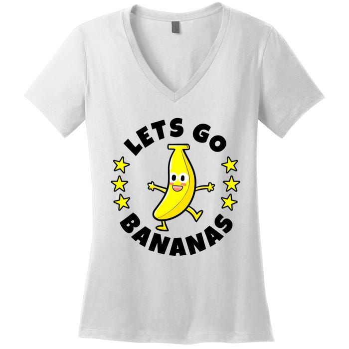 Let's Go Banana Funny Banana Squad Dancing Cute Women's V-Neck T-Shirt