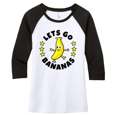 Let's Go Banana Funny Banana Squad Dancing Cute Women's Tri-Blend 3/4-Sleeve Raglan Shirt