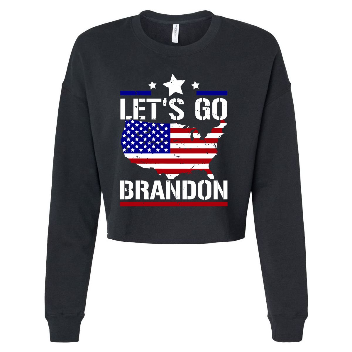 Let's Go Brandon USA Country Flag LGB FJB Cropped Pullover Crew