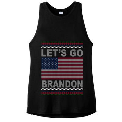 Let's Go Brandon American Flag Ugly Christmas Ladies PosiCharge Tri-Blend Wicking Tank