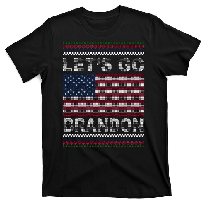 Let's Go Brandon American Flag Ugly Christmas T-Shirt