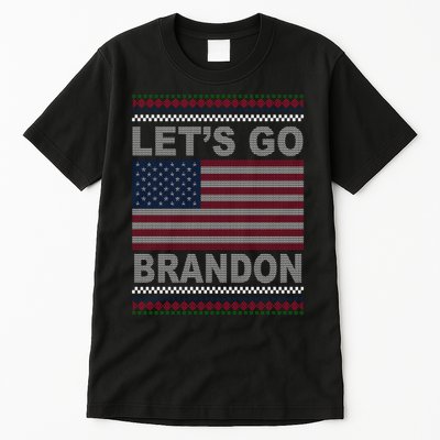 Let's Go Brandon American Flag Ugly Christmas Tall T-Shirt