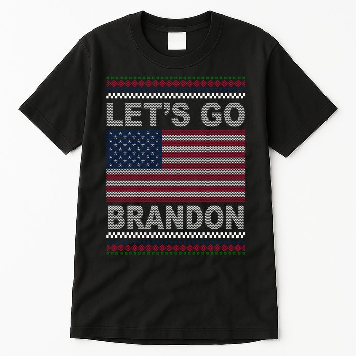 Let's Go Brandon American Flag Ugly Christmas Tall T-Shirt