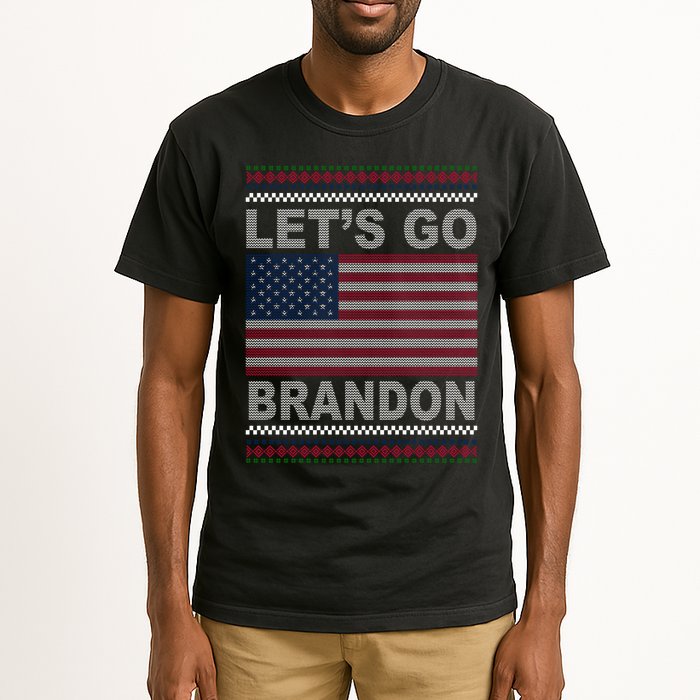 Let's Go Brandon American Flag Ugly Christmas Tall T-Shirt