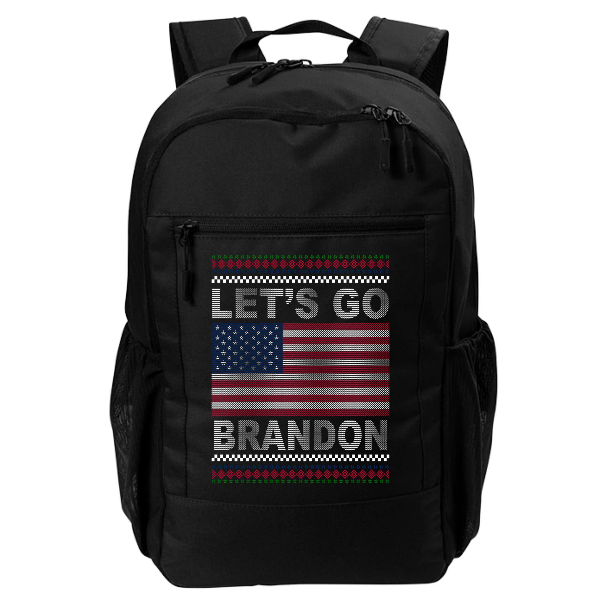 Let's Go Brandon American Flag Ugly Christmas Backpack
