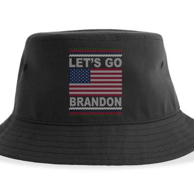 Let's Go Brandon American Flag Ugly Christmas Sustainable Bucket Hat