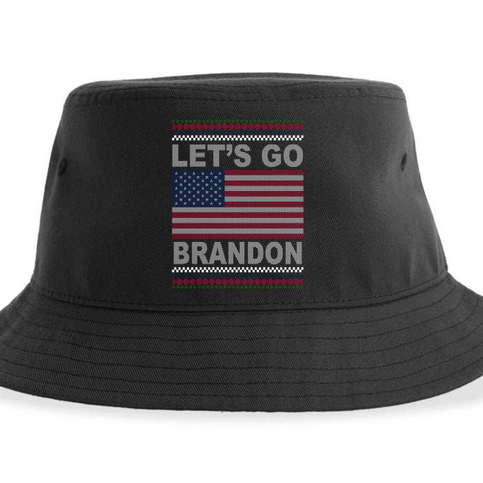 Let's Go Brandon American Flag Ugly Christmas Sustainable Bucket Hat
