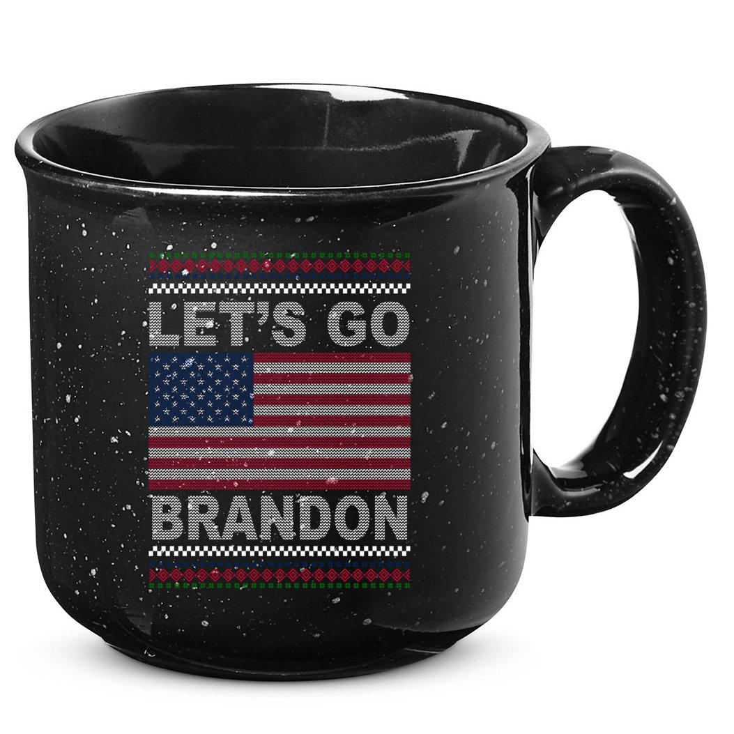 Let's Go Brandon American Flag Ugly Christmas 15oz Campfire Ceramic Mug