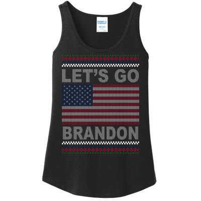 Let's Go Brandon American Flag Ugly Christmas Ladies Essential Tank