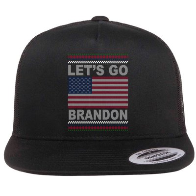 Let's Go Brandon American Flag Ugly Christmas Flatbill Hat