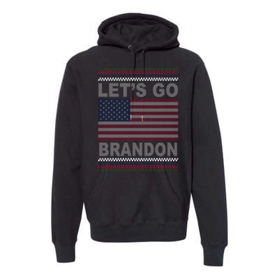 Let's Go Brandon American Flag Ugly Christmas Premium Hoodie