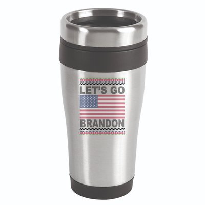 Let's Go Brandon American Flag Ugly Christmas 16oz Travel Tumbler