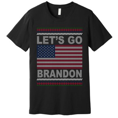 Let's Go Brandon American Flag Ugly Christmas Premium T-Shirt