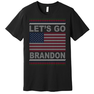 Let's Go Brandon American Flag Ugly Christmas Premium T-Shirt