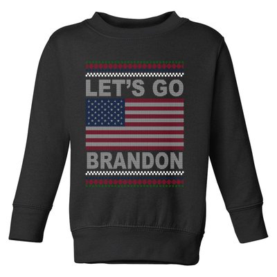 Let's Go Brandon American Flag Ugly Christmas Toddler Sweatshirt