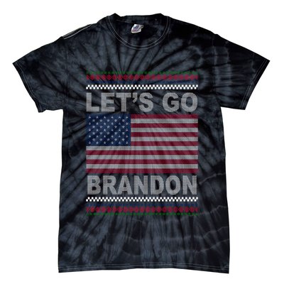 Let's Go Brandon American Flag Ugly Christmas Tie-Dye T-Shirt