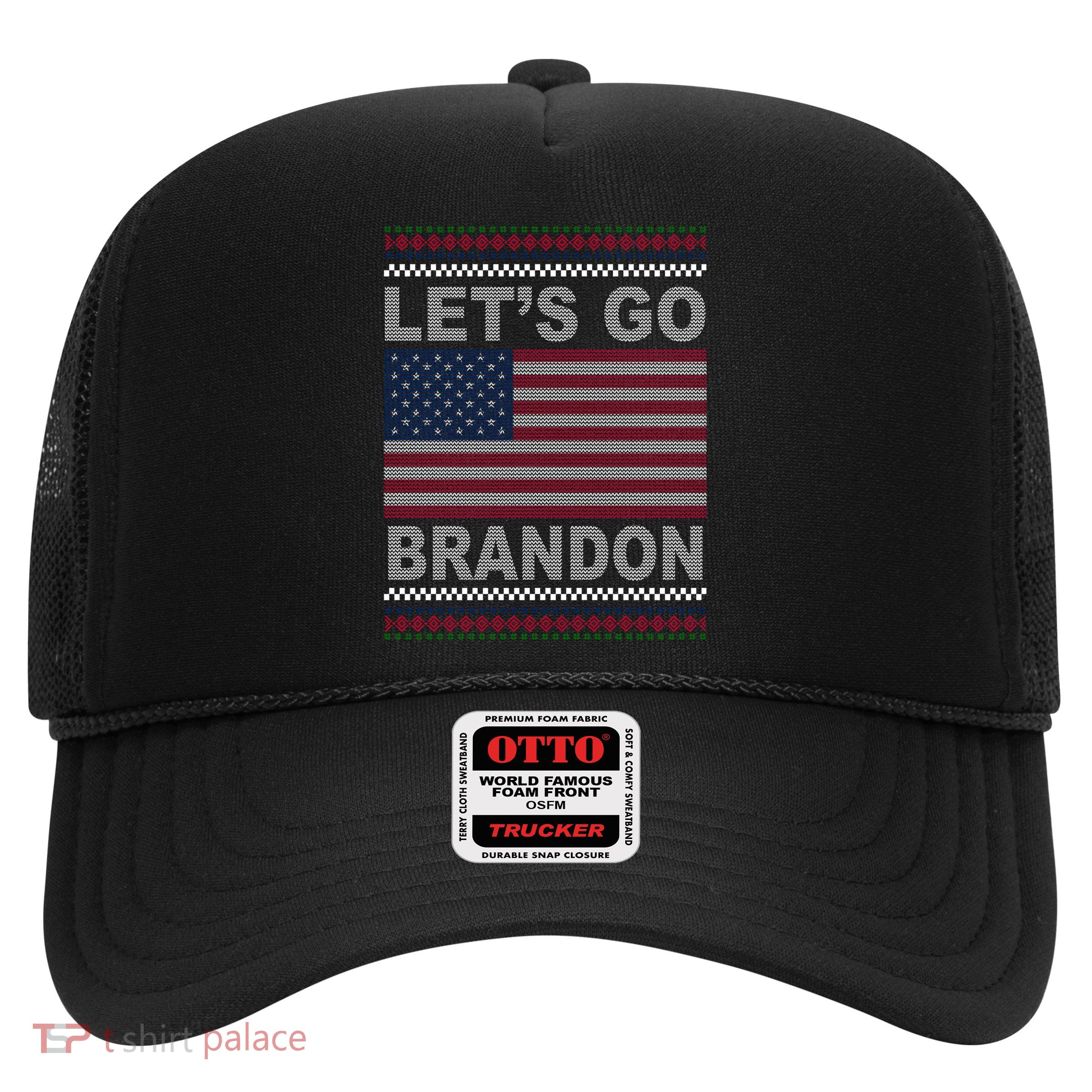 Let's Go Brandon American Flag Ugly Christmas Trucker Hat
