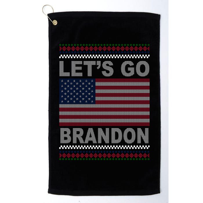 Let's Go Brandon American Flag Ugly Christmas Golf Towel