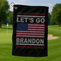 Let's Go Brandon American Flag Ugly Christmas Golf Towel
