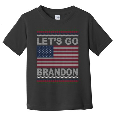 Let's Go Brandon American Flag Ugly Christmas Toddler T-Shirt