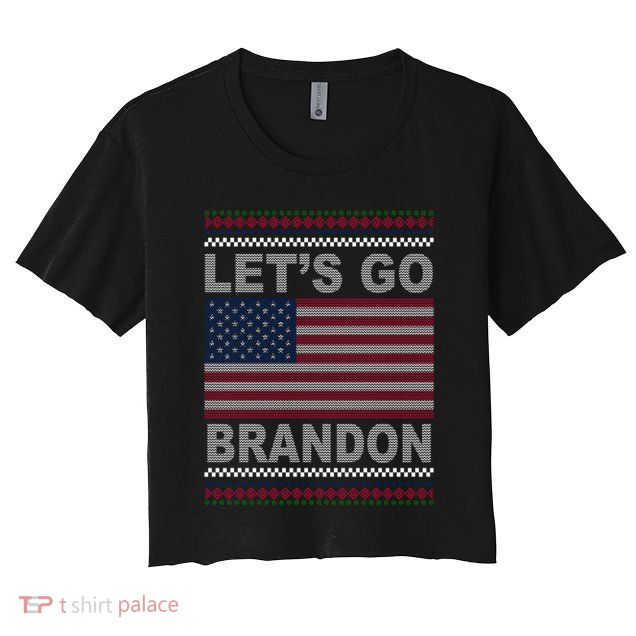 Let's Go Brandon American Flag Ugly Christmas Crop Top