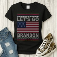 Let's Go Brandon American Flag Ugly Christmas Womens T-Shirt