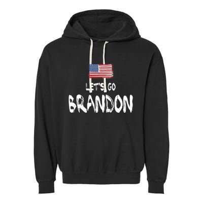 Let's Go Brandon FJB Chant Simple USA Flag Garment-Dyed Fleece Hoodie