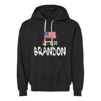 Let's Go Brandon FJB Chant Simple USA Flag Garment-Dyed Fleece Hoodie