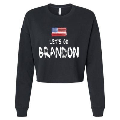 Let's Go Brandon FJB Chant Simple USA Flag Cropped Pullover Crew