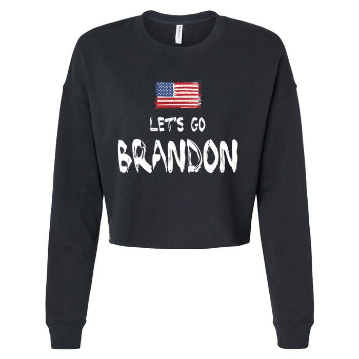 Let's Go Brandon FJB Chant Simple USA Flag Cropped Pullover Crew