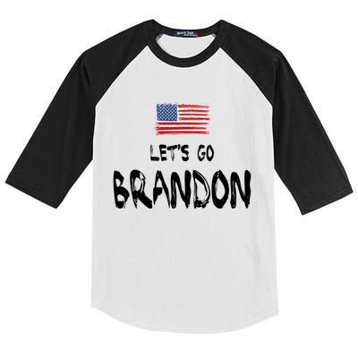 Let's Go Brandon FJB Chant Simple USA Flag Kids Colorblock Raglan Jersey