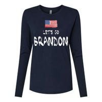 Let's Go Brandon FJB Chant Simple USA Flag Womens Cotton Relaxed Long Sleeve T-Shirt