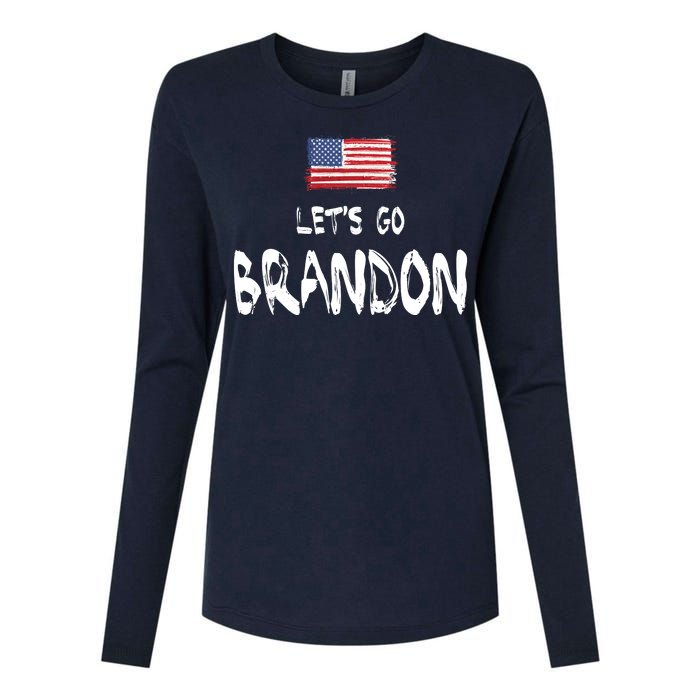 Let's Go Brandon FJB Chant Simple USA Flag Womens Cotton Relaxed Long Sleeve T-Shirt