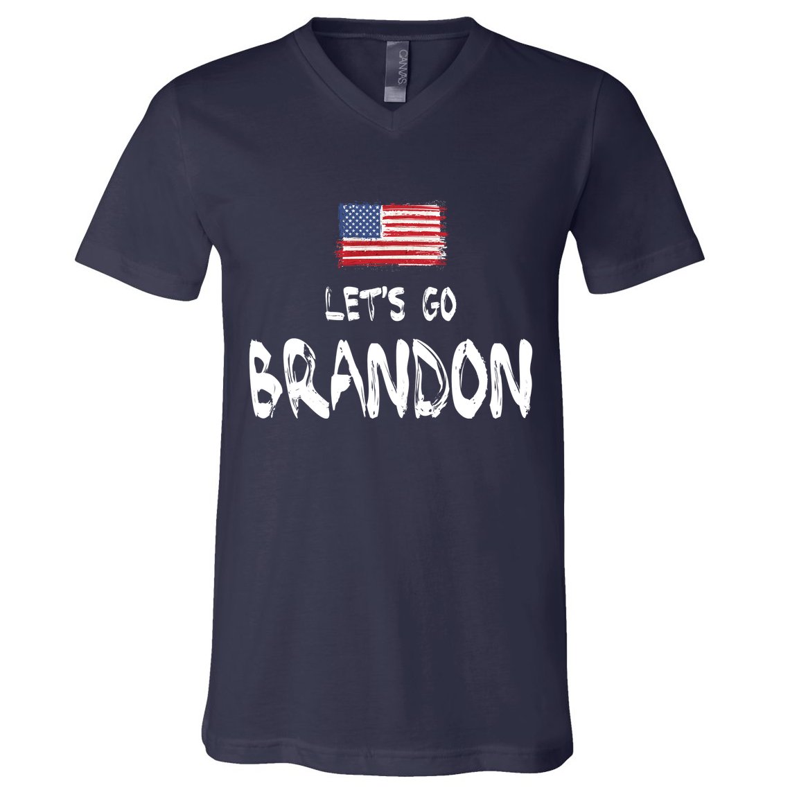 Let's Go Brandon FJB Chant Simple USA Flag V-Neck T-Shirt