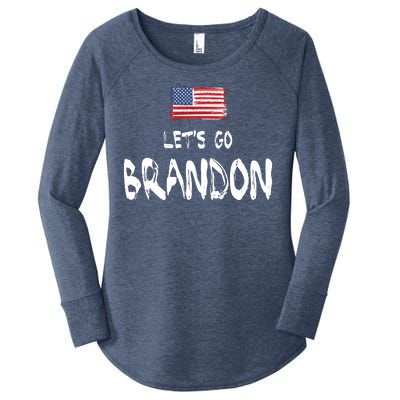 Let's Go Brandon FJB Chant Simple USA Flag Women's Perfect Tri Tunic Long Sleeve Shirt