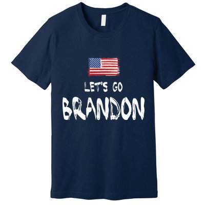 Let's Go Brandon FJB Chant Simple USA Flag Premium T-Shirt