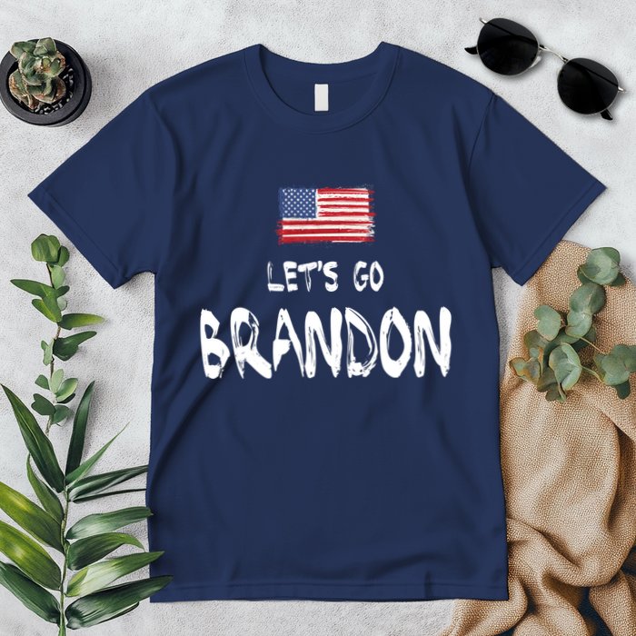 Let's Go Brandon FJB Chant Simple USA Flag Premium T-Shirt