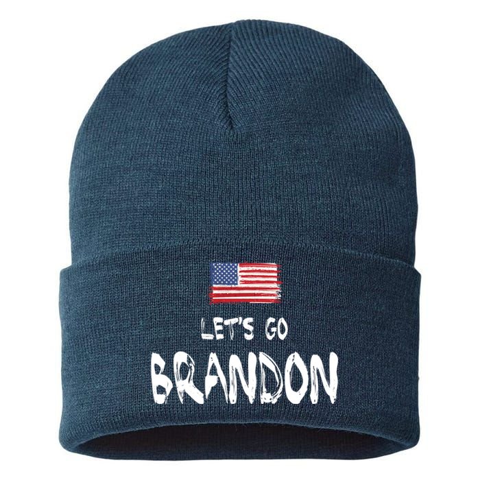 Let's Go Brandon FJB Chant Simple USA Flag Sustainable Knit Beanie